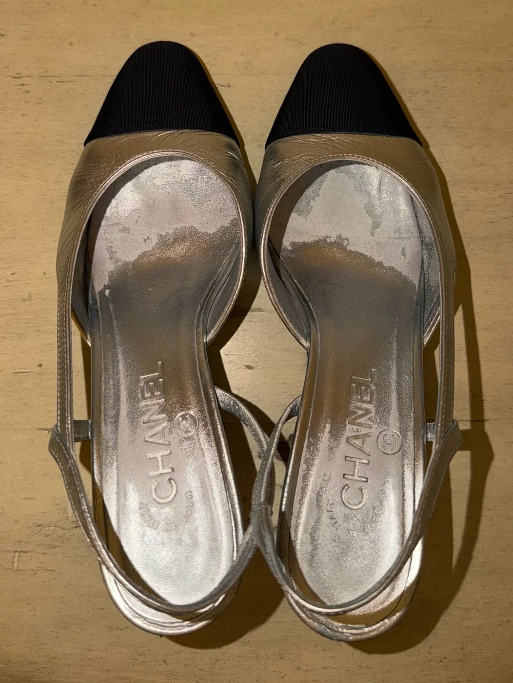 CHANEL Metallic Slingback Pumps